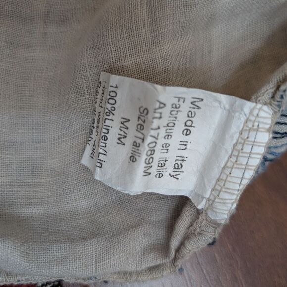 Lungo L'arno Blue Embroidered 💯 linen dress size M - Picture 5 of 10